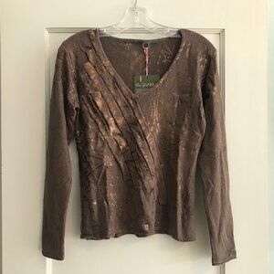 One Girl Who | Copper Abstract Print Top S